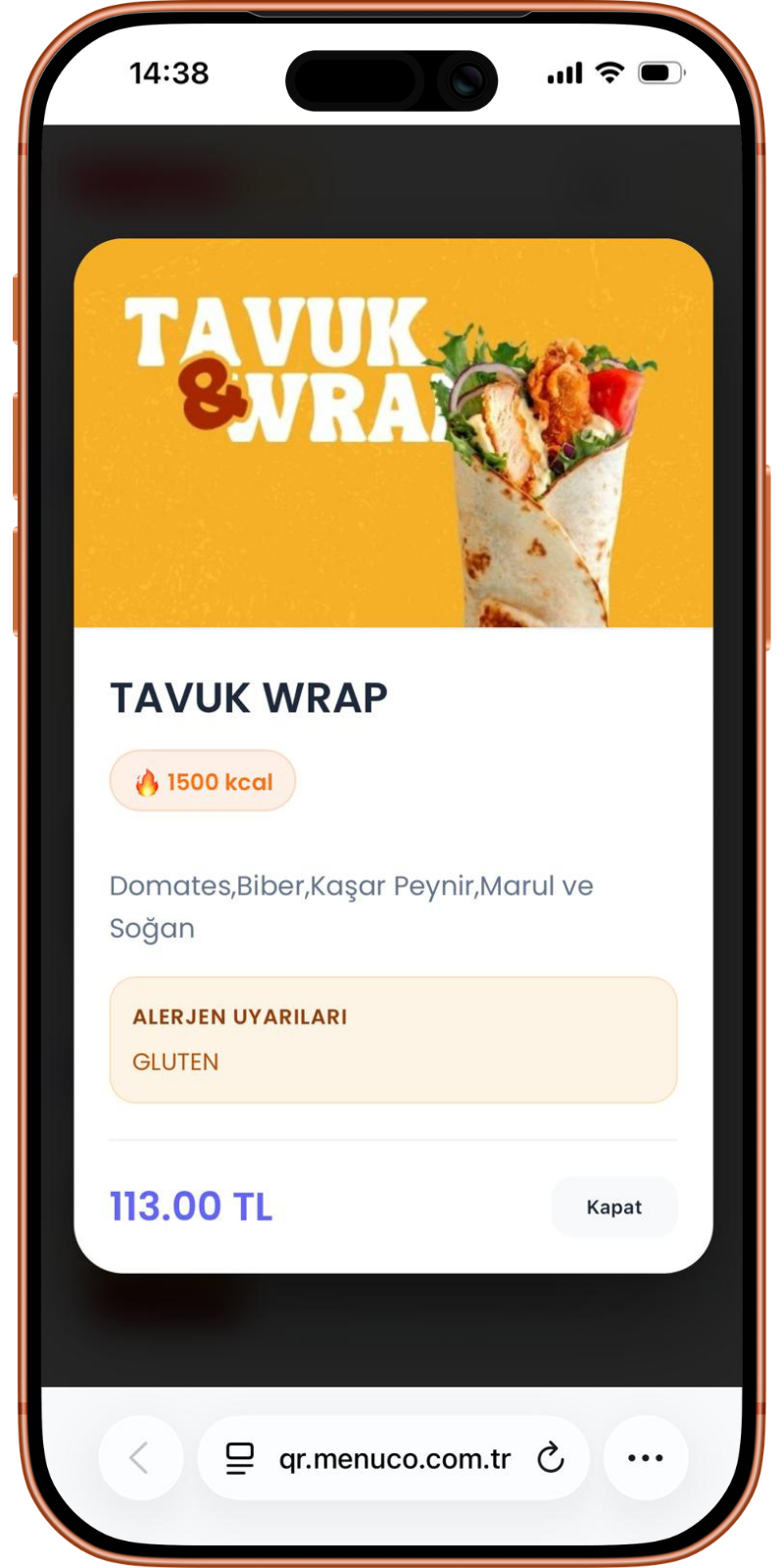 MenuCo Alerjen Uyarıları Mockup